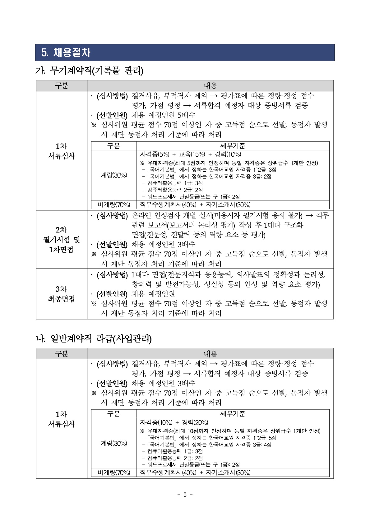 2026년 세종학당재단 하반기 무기계약직, 일반계약직 채용 공고
