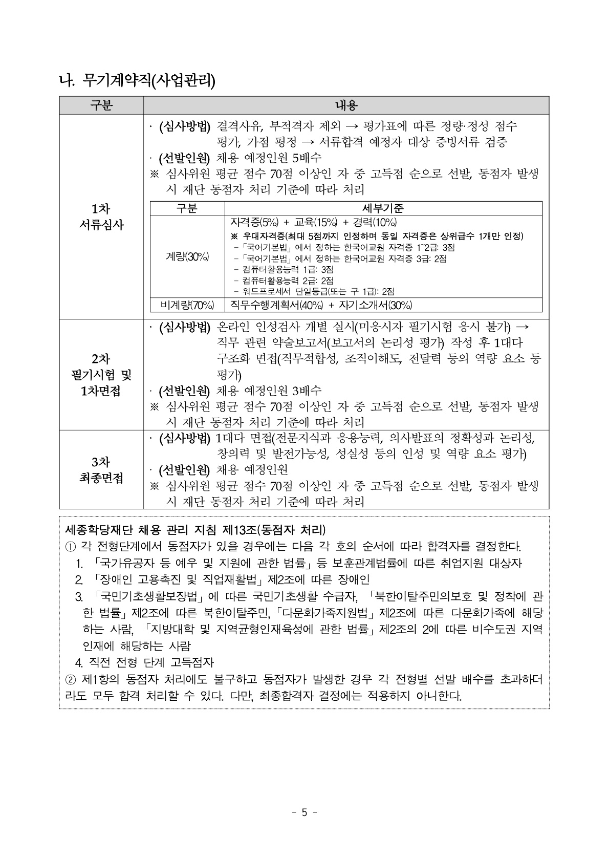 2026년 세종학당재단 정규직, 무기계약직 채용 공고